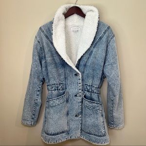 Something Navy Teddy Denim Jacket Light Blue Size XS (Women’s)